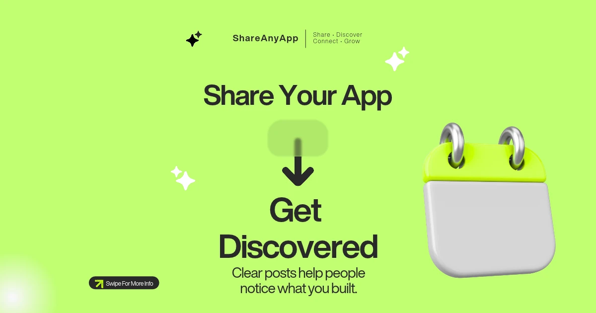 Share Your App launch graphic: get discovered with clear product posts